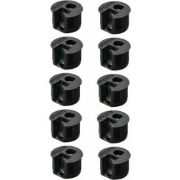 10x boitier excentrique 15mm assemblage plastique insert acier épaisseur bois 19mm noir connecteur