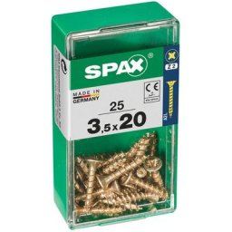 Spax - Boîte 25 unités. vis a bois cab. plat yellox 3.5x20mm