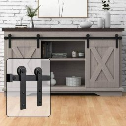 Mini kit de Matériel pour Porte Coulissante de Grange 2.0 m/6.56FT Double Porte Kit pour Placard