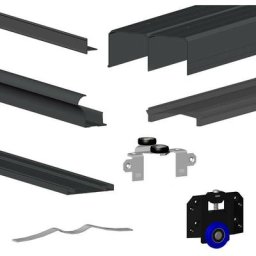 Kit slid'up 280 aluminium anodisé noir pour 3 portes de placard coulissantes 18 mm - rail 3 m - 50