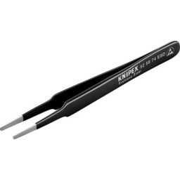92 58 74 esd Pince brucelle de précision plate, ronde 120 mm - Knipex