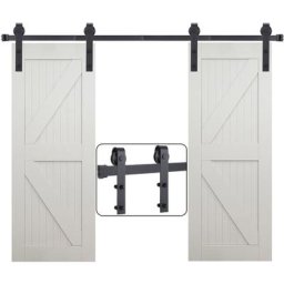 STOEX 3.52M Quincaillerie Kit de Rail Suspendu Porte Coulissante, Double Porte J Forme, Ensemble