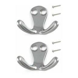 2x Crochet double 33mm métal acier chrome poli Meuble Cuisine Salle de bain Porte Manteau Serviette