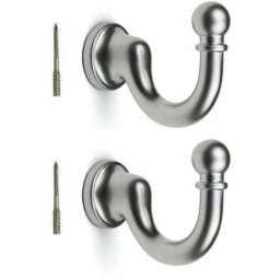2x Crochet embrasse rideau 36mm en acier finition chrome satiné avec vis spéciale Mural Cuisine