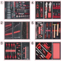 Composition d'outils 6 tiroirs pour servante, 455 pièces