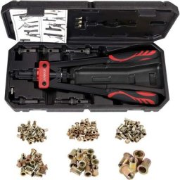 14'Kit de Riveteuse Professionnelle Ecrou à Rivet Pistolet à Écrous Poignées Ergonomiques avec 6