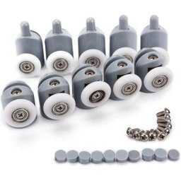 10pcs Porte de Douche Galet Ajustables Dual Rouleau Roulettes Cabine de Douche pour Salle de Bain