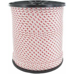 Corde lanceur polyamide blanche avec liseré rouge - l: 100m ø: 4,5mm.