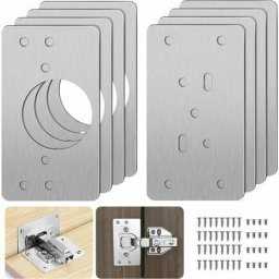 Plaque de Réparation de Charnière D'armoire avec Trou, 8 Pièces Supports de Réparation Plaques