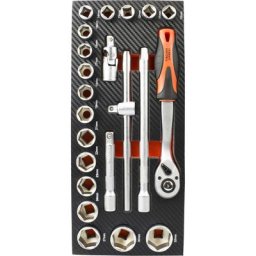 Module douilles 1/2'' 6 pans -22 pièces pour servante d'atelier -Fischer darex