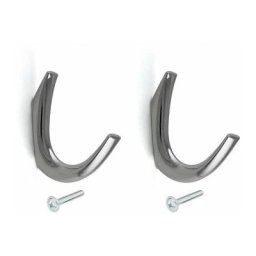 2x Crochet simple en métal finition chrome poli hauteur 65mm avec vis Meuble Cuisine Salle de Bain