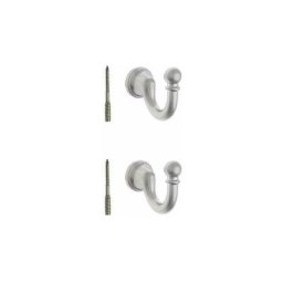 2x Crochet embrasse rideau 36mm en acier finition nickel satiné avec vis spéciale Mural Cuisine