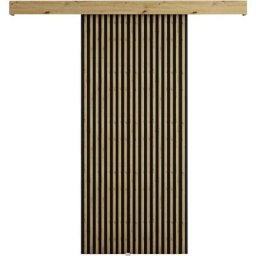 E-meubles - Ensemble Porte coulissante interieur avec rail zebra - Noir + Artisan - 90x204cm