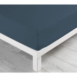 Promo Linge - Drap Housse 100 % Coton - Lina - 180x200cm - Bleu nuit.