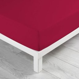 Douceur D'intérieur - Drap housse 2 personnes 140 x 190 x 30 cm coton bio Biolina Bordeaux