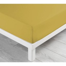 Drap Housse 100 % Coton - Lina - 160x200cm - jaune.