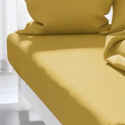 Drap housse uni ZZZ polycoton, Jaune - 140 x 190 cm - Jaune
