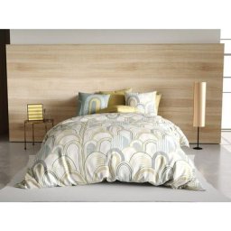 Atelier Du Coton - Housse de couette 200x200 Colizé + 2 taies 100% coton 57 fils - Blanc