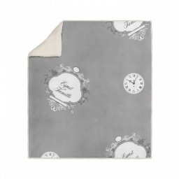 Plaid polaire sherpa microfibre imprimé 110x170 cm esprit de famille gris, par Soleil D'ocre Gris
