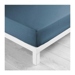 Douceur D'intérieur - drap housse 2 personnes uni 57 fils lina bleu nuit - 160x200cm - Bleu pétrole
