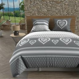 Soleil D'ocre - Parure housse de couette en coton 57 fils 260x240 cm passion gris, par Gris