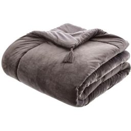 Atmosphera - Edredon en velours - 80 x 180 - Gris - Livraison gratuite - Gris