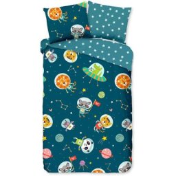 Good Morning - Housse de couette enfant spacy 140x200/220cm Bleu pétrole n/a