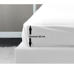 Drap Housse 100% coton 180x200x30 cm blanc - Lovely Home