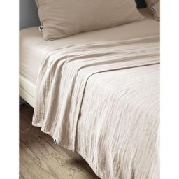 Drap plat 240 x 300 cm Double gaze de coton luxe Gaïa Pampa naturel - Naturel