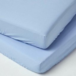 Lot de 2 Draps housse lit bébé en coton égyptien 200 fils Bleu, 60 x 120 cm - Bleu - Homescapes
