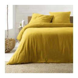 Parure de lit 3 Pièces en coton Angelia - Jaune - 260 x 240 cm - Livraison gratuite - Jaune