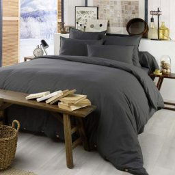 Parure de lit flanelle anthracite 200x200 cm - Anthracite