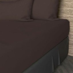 Drap Housse, Coton 57 Fils, Marron, par Soleil D'ocre 90 x 190 cm - Marron