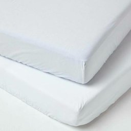 Homescapes - Lot de 2 Draps housse lit bébé en coton égyptien 200 fils Blanc, 70 x 140 cm - Blanc