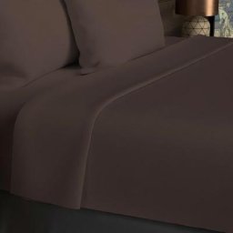 Drap Plat, Coton 57 Fils, Marron, par Soleil D'ocre 240 x 300 cm - Marron