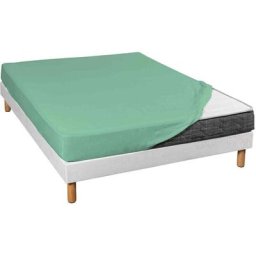 Terre De Nuit - Drap housse jersey vert jade bonnet 30 cm 100% coton biologique 140x190/200 - Vert