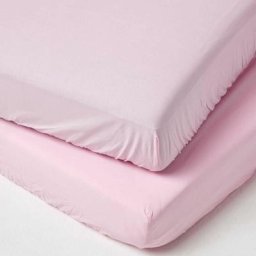 HOMESCAPES Lot de 2 Draps housse lit bébé en coton égyptien 200 fils Rose, 60 x 120 cm - Rose