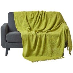HOMESCAPES Jeté de lit ou de canapé Vert Nirvana en coton, 255 x 360 cm - Vert