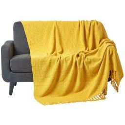 Jeté de lit ou de canapé Jaune Nirvana en coton, 255 x 360 cm - Jaune - Homescapes
