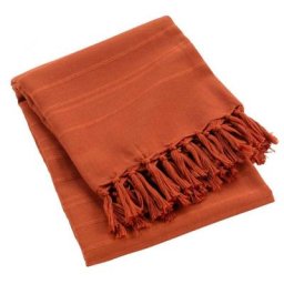 Douceur D'intérieur - Plaid uni à franges 100% coton - Terracotta - 150 x 150 cm - Livraison