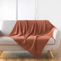 Douceur D'intérieur - Plaid Tricotine 125x150 cm terracotta - Rouge