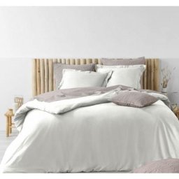 Parure de lit 3 pièces 100% coton lavé - Blanc - 260 x 240 cm - Livraison gratuite - Blanc