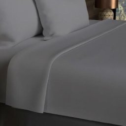 Drap Plat, Coton 57 Fils, Gris, par Soleil D'ocre 240 x 300 cm - Gris