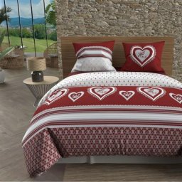Soleil D'ocre - Passion Parure Housse de Couette Coton 57 Fils, Rouge, par 220 x 240 cm - Rouge