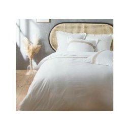 Parure de lit 3 Pièces en coton et lin Laly - Blanc - 240 x 220 cm - Livraison gratuite - Blanc