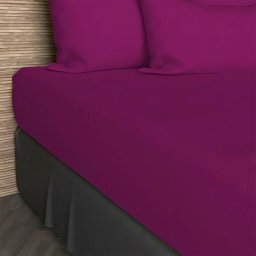 Drap housse en coton uni 57 Fils/cm2, Violet, par Soleil D'ocre 200 x 200 cm - Violet