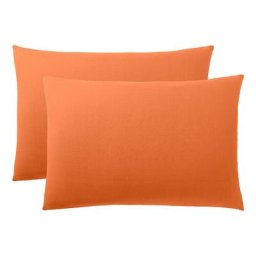 Univers Decor - Lot de 2 taies d'oreiller 50 x 70 cm / 100% coton 57 fils/cm² - Orange - Orange