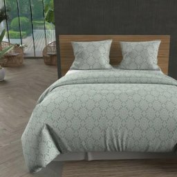 Soleil D'ocre - Esmeralda Parure Housse de Couette Coton 57 Fils, Vert, par 260 x 240 cm - Vert