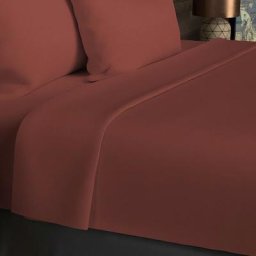 Drap Plat, Coton 57 Fils, Rouge, par Soleil D'ocre 180 x 290 cm - Brique