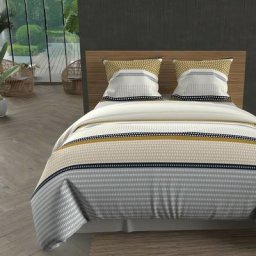 Thales Parure Housse de Couette Coton 57 Fils, Moutarde, par Soleil D'ocre 260 x 240 cm - Jaune